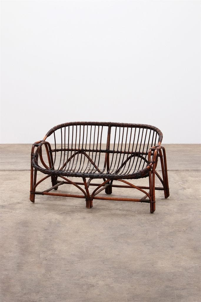 Vintage Rotan Bankje - Frans Design, Jaren 70, Huis en Inrichting, Banken | Bankstellen