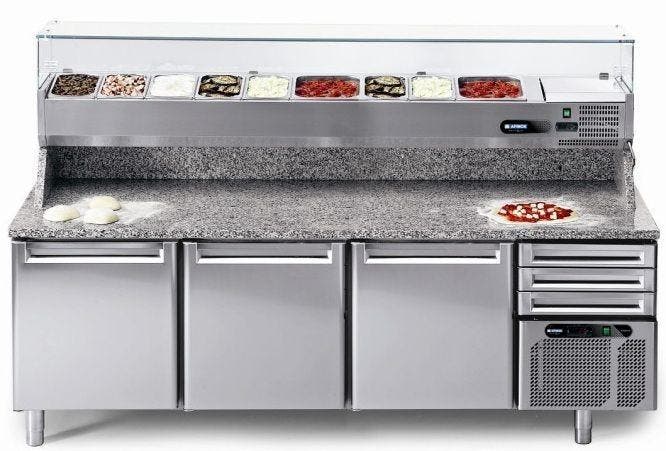 Pizzawerkbank met graniet werkblad 204x80x104 cm Afinox, Zakelijke goederen, Horeca | Keukenapparatuur, Verzenden
