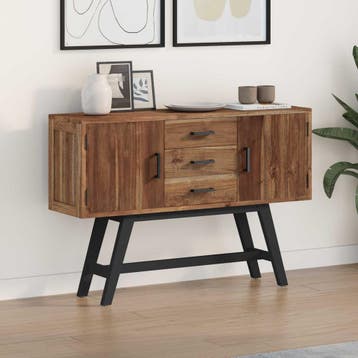 vidaXL TV-standaard 110 x 30 x 75 cm Naturel Massief, Minder dan 50 cm, Verzenden, Teakhout, Nieuw