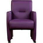 Set van 6 Leren eetkamerstoelen Pleasure - Toledo Aubergine, Ophalen of Verzenden, Nieuw, Leer