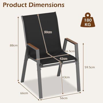 2dekans | Coast Tuinstoelen Set van 2 Grijs – Stapelbare, Ophalen of Verzenden, Zo goed als nieuw