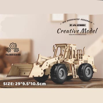 C.M. Bulldozer Voorlader met Pull-Back Mechanisme Houten..., Verzenden, Nieuw