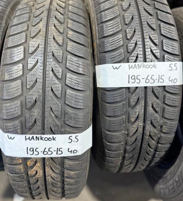 2x195-65-15 Hankook Winter 2x5.5m €40 Per Band 195 65 15, Auto-onderdelen, Banden en Velgen, Ophalen, Gebruikt, 15 inch, Winterbanden
