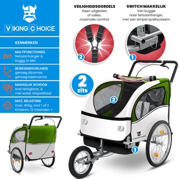 Kinderwagen Fietskar | Schokbrekers | Premium | OP=OP, Vering, Nieuw, 20 tot 40 kg, Ophalen of Verzenden