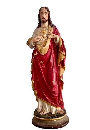 Beeld - Heilig Hart van Jezus - 41 cm - Vintage - Gips -