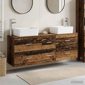 vidaXL Badkamerkastenset 3 st Oud hout 136 x 35 x 80 cm, Verzenden, Nieuw