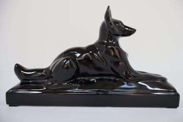 L.Francois - Beeld, Liggende herdershond - 22 cm - Aardewerk