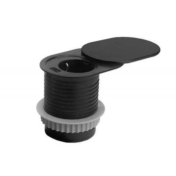 Inbouw stopcontact Slide met schuifdeksel, geborsteld zw..., Nieuw