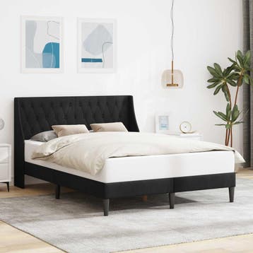 vidaXL Bedframe met hoofdeinde Zwart 140 x 200 cm Fluweel, Verzenden, Zwart, Stof, Nieuw