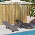 vidaXL Ligstoelen 2 st met kussens poly rattan beige, Tuin en Terras, Verzenden, Nieuw