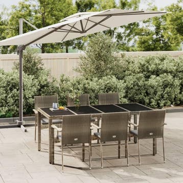 vidaXL 7-delige Tuinset met kussens poly rattan grijs, Verzenden, Nieuw, 6 zitplaatsen, Tuinset