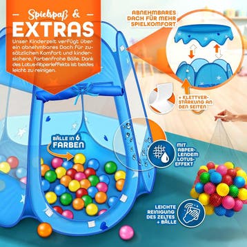 Speeltent - Kindertent - Speelhuisje - Met ballen - Blauw -, Kinderen en Baby's, Verzenden, Zo goed als nieuw