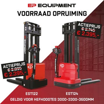 Voorraad actie elektrische stapelaar voor 2395.- ex btw, Stapelaar, EP, Ophalen of Verzenden, 1000 tot 2000 kg