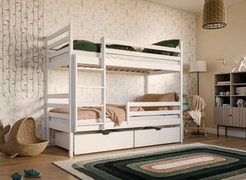 Stapelbed met Lade Nino - 2-persoons - 90 x 200 - Wit, Verzenden, Nieuw, Stapelbed