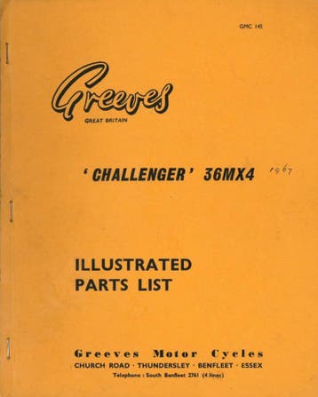 1967 - Greeves - Illustrated Parts List - 'Challenger' 36MX4, Motoren, Verzenden, Overige merken
