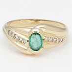 Ring - 18 karaat Geel goud Smaragd - Diamant, Nieuw