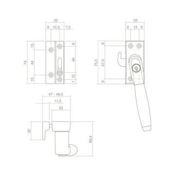 Intersteel Raamsluiting links Ton 400 SKG1 afsluitbaar -, Verzenden, Nieuw