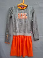 Ninni Vi jurk grijs slangenprint met oranje plissé rok, Zo goed als nieuw, Ninni Vi, Meisje, Jurk of Rok