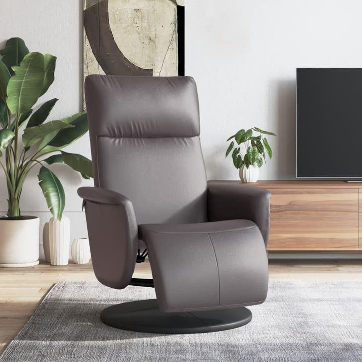 vidaXL Fauteuil verstelbaar met voetensteun kunstleer grijs, Huis en Inrichting, Fauteuils, Nieuw, Verzenden