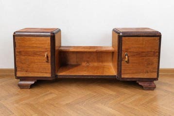 Wandtafel - Wortelnotenhout - Console uit de jaren dertig, Antiek en Kunst