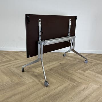 Haworth verrijdbare klaptafel 160x80 cm Zebrano blad, Ophalen of Verzenden, Gebruikt