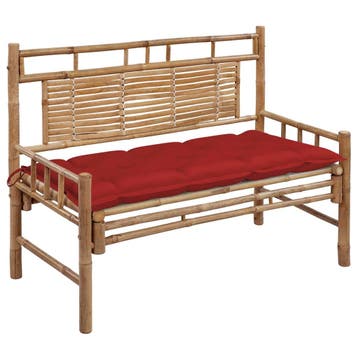 vidaXL Tuinbank met kussen 120 cm bamboe, Verzenden, Nieuw, Hout