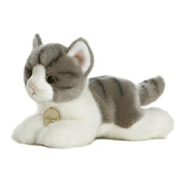 Aurora kat knuffel - pluche - grijs/wit - 20 cm, Kinderen en Baby's, Verzenden, Nieuw