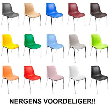 Nieuwe kantinestoelen stapelstoelen kuipstoelen div. kleuren, Kunststof, Nieuw, Ophalen of Verzenden, Retro Vintage industrieel design