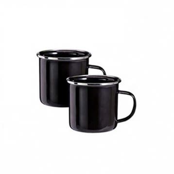 Beker | Redcliffs | 2 stuks (Emaille, 350 ml, Zwart), Verzenden, Nieuw