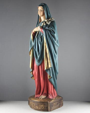 Parentani - Beeld, 66cm - Our Lady with Lily - 66 cm - Gips, Antiek en Kunst