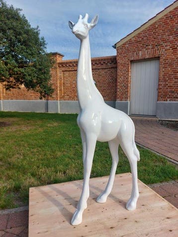 Beeld, 100 cm high giraffe white color - 100 cm - laminaat