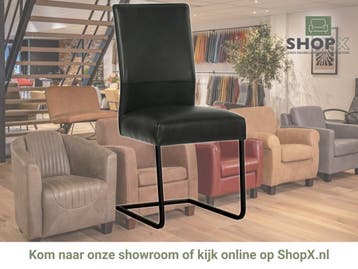 Leren eetkamerstoel Remix - Granada Black (zwart) -, Zwart, Nieuw, Ophalen of Verzenden, Eén