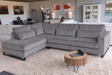 Hoekbank Naarden-Express - velvet banken - Grijs, Nieuw, 150 cm of meer, Stof, 300 cm of meer