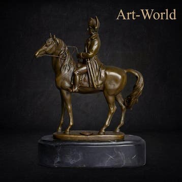Beeld, sculptuur van Napoleon op paard - 18.5 cm - Brons,