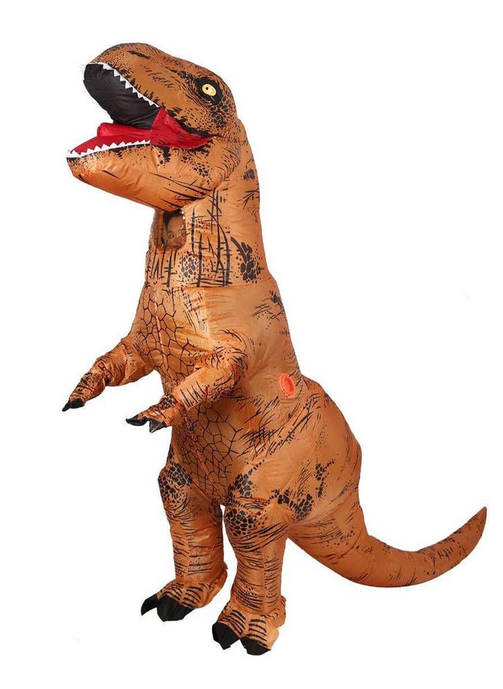 KIMU® Opblaas Kostuum T-Rex Bruin Opblaasbaar Pak Dinopak Ma, Kleding | Heren, Carnavalskleding en Feestkleding, Kleding, Nieuw
