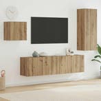 vidaXL TV-kast Wandgemonteerd 4 pcs Artisan Eiken Bewerkt, Minder dan 50 cm, Verzenden, Nieuw, Minder dan 100 cm