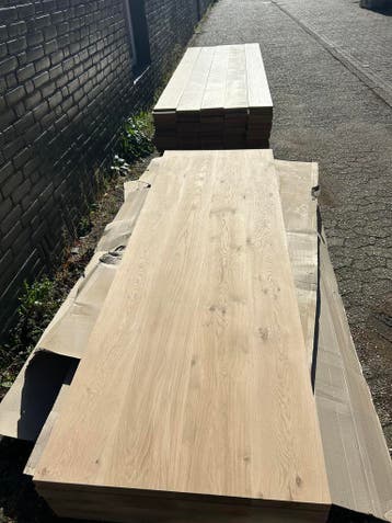 Eiken tafel op maat. Vensterbanken traptredes latten e.d., Ophalen of Verzenden, Nieuw, Hout