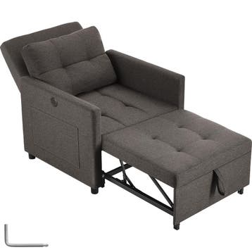 Slaapstoel Toyama, 3-in-1, 6-voudig verstelbare rugleuning, Verzenden, Nieuw