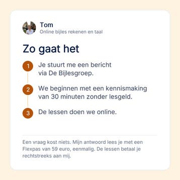 Bijles rekenen voor de basisschool tot en met havo, online, Privéles, Bijles
