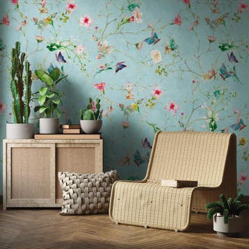 Profhome 382681-GU Fotobehang bloemen mat turkoois groen, Verzenden