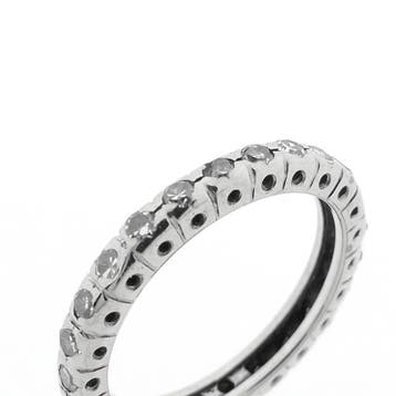 Witgouden alliance ring met diamanten; 0,50 ct., Gebruikt, Ophalen of Verzenden, Kleiner dan 17, Met edelsteen