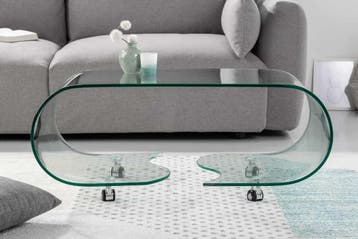 Extravaganter Glas Couchtisch FANTOME 90cm transparent -, Ophalen of Verzenden, Nieuw