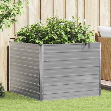 vidaXL Plantenbak verhoogd 100x100x77 cm gegalvaniseerd, 100 cm of meer, Verzenden, Nieuw, Metaal