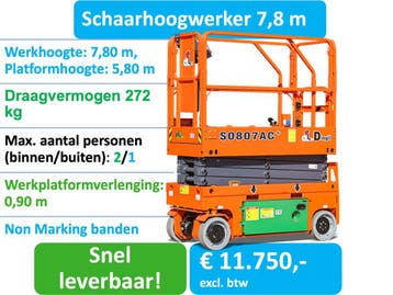 Schaarhoogwerker 7,8 m | Compact | Non marking banden | IP67, Verzenden