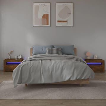 vidaXL Nachtkastjes 2 st met LED-verlichting 60x35x40 cm, Minder dan 45 cm, Verzenden, Nieuw, Minder dan 55 cm