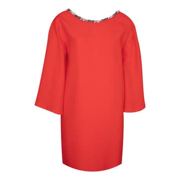 Spell by Access Fashion • rode jurk met steentjes • S/M, Kleding | Dames, Jurken, Maat 38/40 (M), Verzenden, Nieuw, Rood