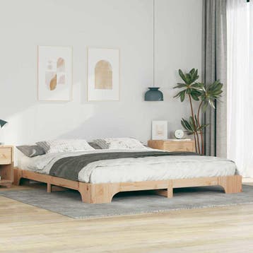 vidaXL Bedframe Bruin 200 x 210 cm Massief grenenhout, Verzenden, Nieuw, Bruin, Hout