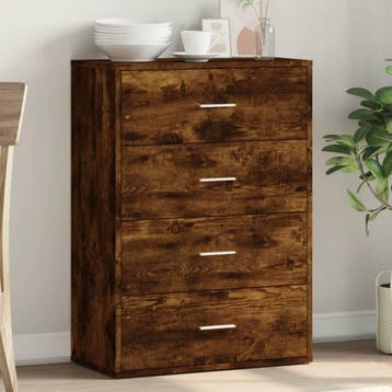 vidaXL Dressoir 60x31x84 cm bewerkt hout gerookt, Verzenden, Nieuw, Overige houtsoorten, Minder dan 50 cm