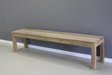 Strak afgewerkte teak bank -  155 cm, Huis en Inrichting, Ophalen of Verzenden, Nieuw