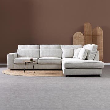 *WOONWINKEL* Hoekbank Met Dubbele Rugkussens Beige R, Huis en Inrichting, Banken | Bankstellen, Verzenden, Nieuw